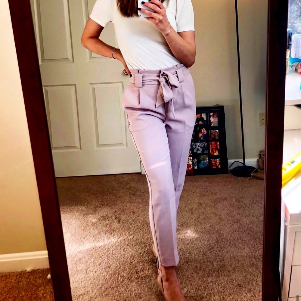 Pink Express Paperbag ankle pants